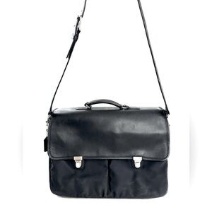 COACH Vintage 5113 Black Ballistic Nylon Leather Messenger Bag Travel Laptop